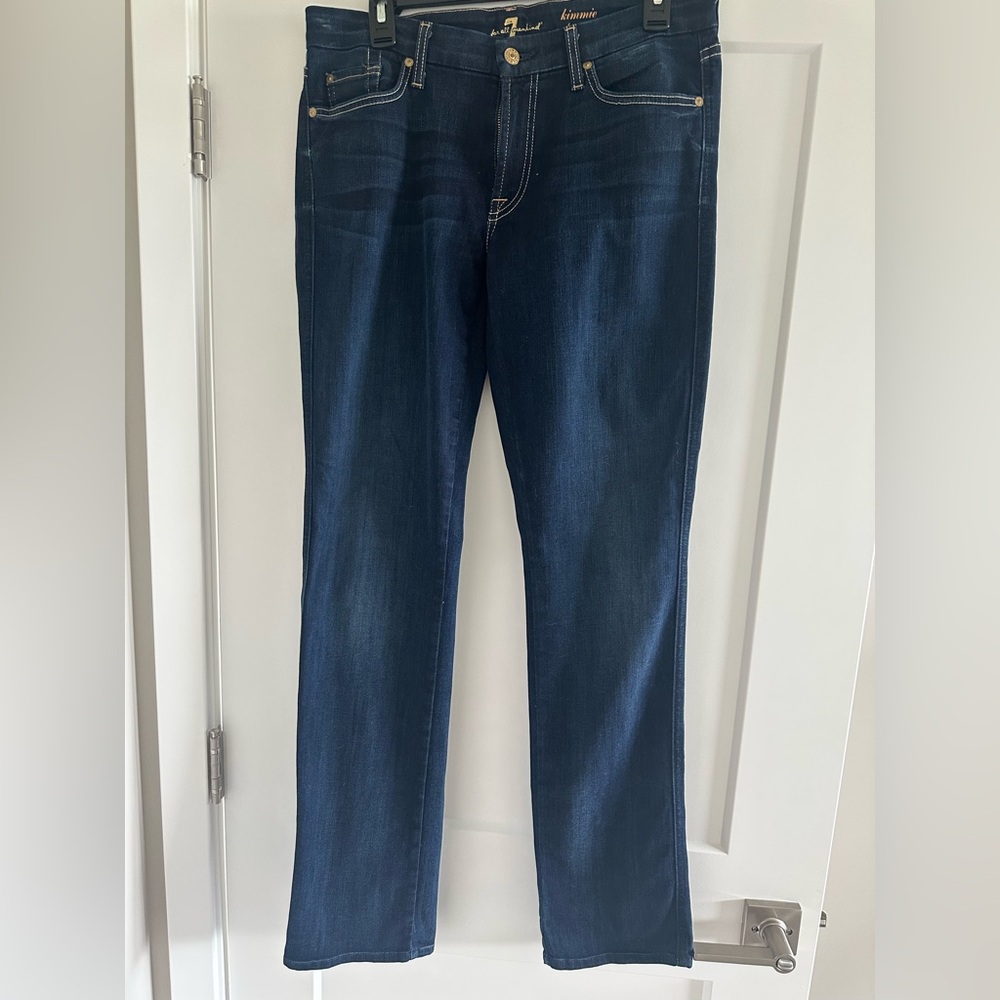 7 For All Mankind Dark Blue Straight Leg Jeans